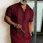 economico Modello etnico-Per uomo Paisley Stampa Floreale Etnico Camicia Camicia con Bottoni Camicia con collo camp Manica Corta Vintage Retrò Abbigliamento casual alla moda Vacanza Estate Primavera Colletto cubano Stampa 3D