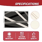 billige Placemats &amp; Coasters &amp; Trivets-retro svart-hvitt geometrisk bordløper, 100 % polyestervevd rektangulær borddekorasjon, minimalistisk abstrakt mønsterdesign, maskinvaskbar, varmebestandig