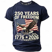  4. Juli 2026 250. Herren Lustig T Shirt Kurzarm T-Shirt 3D-Druck Rundhalsausschnitt Hemd Mode Designer Einfach Lässig Täglich Party Wasserblau Sommer Frühling Bekleidung S M L XL XXL XXXL