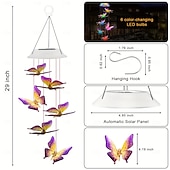 abordables Éclairages pour allées-colibri &amp;Carillon lumineux solaire papillon étanche pour extérieur, lot de 2, idéal pour le jardin, la terrasse, le balcon, la cour, la villa, la décoration estivale et les anniversaires. Parfait pour