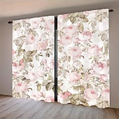 halpa Pimennysverho-2 kpl kasvi- ja kukkataideverhoja, polyesteri-ikkunaverhot tankotaskulla, vihreät kasvitieteelliset kuvioverhot olohuoneeseen, makuuhuoneeseen, keittiöön, asuntolan sisustukseen, kodin sisustukseen