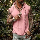preiswerte Camisetas tropicales de vacaciones-Herren-Weste mit Wikinger-Runen, nordischen Futhark-Mustern, heidnischem Krieger-Boho-Tribal-Stil, ärmellos, Kapuze, Grafik, ausgefranstem Saum, lockerer Passform, Sommer, Strand, Festival,