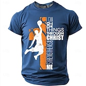  Herre Bibelen Basketball Silhuett Oransje Kors Jeg Kan Gjøre Alle Ting Gjennom Kristus Som Styrker Meg Kristent Religiøs T-skjorte Grafisk Casual Kort Erme Gym Kirke Slitasje Designer Klær