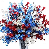 cheap Artificial Flower-10PCS July 4th Artificial Flowers Patriotic Flowers Independence Day Home Decor Floral Arrangements for Dining Table, Independence Day Holiday Decorations