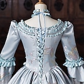 baratos Vestidos-Rococó Barroco Vestido de Baile Longo Vestidos Vestido de Baile Princesa Casamento Jacquard De Baile Decote Redondo Fantasia Mulheres Real Dia Das Bruxas Carnaval Baile de Máscaras Baile de Formatura