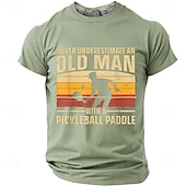 abordables T-shirts de loisir-Homme Vieil Homme Pickleball T-shirt Manche Courte T-shirt Impression 3D Col ras du cou Chemise Mode Quotidien Quotidien Rue Rouge Été Printemps Vêtement Tenue S M L XL XXL XXXL