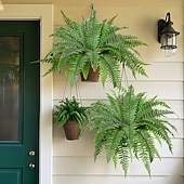 levne Umělé rostliny a zeleň-2/4 ks hustých umělých rostlin bostonské kapradiny, prémiová dekorativní umělá zeleň pro interiér i exteriér, ideální pro svatby, hotely, zahrady, nádvoří, fotografování, estetickou výzdobu pokojů a