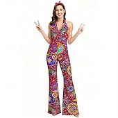 ieftine îmbrăcăminte-Retro / vintage Boho Anii 1970 Pantaloni cu clopot Salopetă Pantaloni evazați Hippie Disc Imprimeu Paisley Tribal Costume de fancy Pentru femei Halloween Carnaval Vacanță festival de muzică Festival