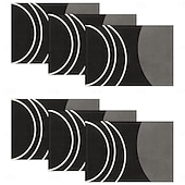 Недорогие Плацент и подставки и тривочки-Черно-белая геометрическая салфетка под тарелку, прямоугольная, из 100% полиэстера, с абстрактным геометрическим узором, можно стирать в машине, термостойкая.