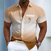 economico Piante tropicali-Per uomo Albero di Cocco Colore sfumato Piante Tropicali Camicie hawaiane Camicia stropicciata Camicia di Seersucker Manica Corta Hawaiano Vacanza al Mare Estate Primavera Collo ripiegato Morbido