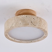 cheap Ring &amp; Round Design-Farmhouse Hallway Ceiling Light Fixture Natural Stone Ceiling Light Mid Century Modern Semi Flush Mount Ceiling Light  LED Close to Ceiling Light for Corridor Porch Bathroom Kitchen