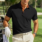voordelige Men's Golf Polo-Voor heren Met Textuur Wafelgebreid poloshirt Casual liiketoiminta Klassiek Korte mouw Modieus Modern Effen Kleur Snel Drogend Kleurenblok Zomer Lente Normale pasvorm blauw Zwart Wit Marineblauw Groen