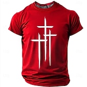  Crosses Faith Bible Christian Three Crosses Men's Minimalist Religious Graphic T Shirt Crew Neck Short Sleeve Inspirational Gift for Him Church Worship Wear Designer Clothing Apparel