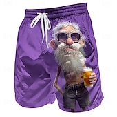 billiga Retro Vintage &amp; Etik-Herr Rolig Öl Gammal man Badshorts Boardshorts Medium Midja Retro / vintage Utomhus Semester Vardag Sidfickor Mesh foder Elastisk dragsko i midjan Designer Kläder