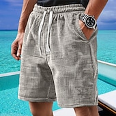 tanie Szorty casualowe-Męskie Szorty waflowe Szorty Letnie szorty Szorty na co dzień Ściągana na sznurek Kieszeń Elastyczny pas Równina Komfort Oddychający Krótki Na zewnątrz Urlop Sportowy Codzienny Biały Jasnozielony