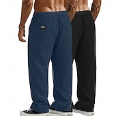 economico Classico-Per uomo Pantaloni di Lino Pantaloni Pantaloni Estivi Pantaloni Larghi Pantaloni da Spiaggia Coulisse Elastico in vita Gamba Dritta Semplice Comodità Traspirante Lunghezza intera Casuale Quotidiano