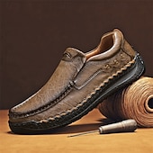 economico Scarpe Casual Slip-On-Mocassini casual da uomo marroni, cuciti a mano, comodi da indossare tutti i giorni, per viaggiare, guidare, per l'ufficio, per il fine settimana e per uno stile casual elegante e rilassato.