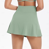 preiswerte Damenröcke &amp; Skorts-Damen Einfarbig Lässiger Rock Tennis-Skort Tennisröcke mit Shorts Ärmellos Tasche Schnelltrocknend Atmungsaktiv Tennis Golfspiel Laufen Rock Laufrock Dunkelgrau Schwarz Elfenbein Tennisbekleidung