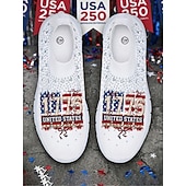  Women's USA Knit Slip-On Sneakers - Lightweight Breathable Walking Shoes, Patriotic Casual Style for Parades, Independence Day, Travel & Daily Wear