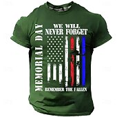  Herdenkingsdag Voor heren Amerikaanse Amerikaanse vlag T-shirt Korte mouw T-shirt 3D-afdrukken Strakke ronde hals Overhemd Modieus Dagelijks Dagelijks Straat Rood Hemelsblauw Grijs Zomer Lente Kleding