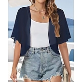 billige bryllup gjesteomslag-Sjal til kvinner Shrug Mors wraps Brudeomslag Bryllupsgjestens wraps Elegant damer Formell Stil Kortermet Chiffon Bryllup Wrap Med Ren Farge Til Daglig Vår sommer
