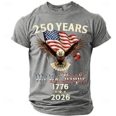  2026年7月4日 250周年 男性用 おかしい Tシャツ 半袖 Tシャツ 3Dプリント クルーネック シャツ ファッション デザイナー シンプル カジュアル 日常 パーティー レイクブルー ブラック ルビーレッド 夏 春 衣類 S M L XL XXL XXXL