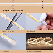 tanie Wtyczki świetlne-Taśma LED COB AC220V CCT z regulacją barwy 3000K-6000K, wodoodporna, IP65, przełącznik, sterowanie, zmiana koloru, taśma świetlna LED, 480 diod LED/m, bez kropek, do sypialni, kuchni, wystroju wnętrz