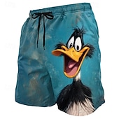  Herren Lustig Ente Comic-Tiere Badehosen Badeanzüge Badeshorts Boardshorts Mittlere Taille Hawaiianisch Strandurlaub Seitentaschen Netzfutter Elastischer Kordelzug in der Taille Designer Bekleidung
