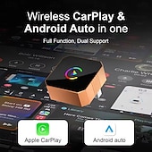voordelige Multimedia spelers voor in de auto-2-in-1 draadloze CarPlay- en Android Auto-adapter, draadloze CarPlay-dongle voor auto's met bedrade CarPlay, stekker &amp;Speel Android Auto met draadloze adapter, snel &amp;Stabiele 5 GHz wifi, automatische