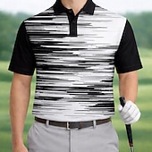 abordables Polo de golf para hombre-Hombre Golf Línea Camisetas polo deportivas Manga Corta Camisas de polo Camisas con cuello Casual Ropa Deportiva Ropa Cotidiana Impresión 3D Botones Verano Primavera Azul Piscina Morado Negro