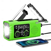 cheap Flashlights-Emergency Radio 4000mAh Solar Hand Crank AM/FM/NOAA Portable Weather Radio with Phone Charger, LED Flashlight, Reading Lamp, SOS Alarm, Headphone Jack for Indoor Outdoor Emergency, USB Charged