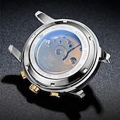 economico Orologi meccanici-Orologio automatico da uomo Olevs Skeleton, lussuoso orologio da polso da lavoro bicolore in acciaio inossidabile con calendario multifunzione, orologio meccanico analogico luminescente impermeabile,