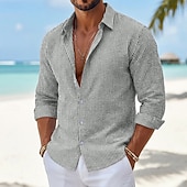 baratos camisa de botão masculina-Homens Camisa Social Camisa casual Camisa de algodão camisa de botão Branco Rosa Azul Royal Cinzento Claro Azul Claro Manga Longa Tiras verticais Colarinho de Camisa Casual Diário Botões Roupa
