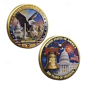 billiga U.S. 250-årsjubileum-Amerikanskt 250-årsjubileumsmynt, patriotiskt samlarmynt med frihetsklocka, örn &amp;Frihetsgudinnans design, utmaningsmynt för halvhundraårsjubileum, hållbar metall för visning