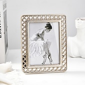 cheap Sculptures-Modern Minimalist Resin Photo Frame, 3D Fish Scale Pattern Decorative Picture Frame with Hollow Design, Tabletop Home Decor Frame for Family Photos, Bedroom Desk Shelf Display Decoration