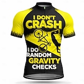 זול חולצות גברים-גברים חולצת ג'רסי לרכיבה גיאומטרי אופנייים דמות וסלוגן שרוולים קצרים אופנייים ג'רזי צמרות עם 3 כיסים אחוריים עמידות UV ייבוש מהיר עם כיסים רוכסן קדמי ספורט שחור צהוב כחול רויאל ביגוד