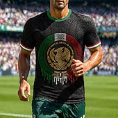  Herren-Fußballtrikot im Azteken-Adler-Stil, inspiriert von Mexiko, sportliches Sommer-Kurzarmshirt, UPF 50+, schnelltrocknend, atmungsaktiv, 2026, Fußball-Fan-T-Shirt, Turnier, Fußball, Fitnessstudio,