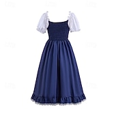 cheap Dresses-Gothic Medieval Renaissance Midi Dress Short Sleeves Princess Gentlewoman Noblewoman A-Line Square Neck Fancy Dress Women's Royal Halloween Carnival Party Renaissance Fair LARP Adults Dress Spring