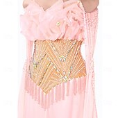 Χαμηλού Κόστους Ανταγωνιστικά Ρούχα-Επίσημος Χορός Φόρεμα Τεχνητό διαμάντι Πλισέ Καθαρό Χρώμα Γυναικεία Πάρτι Εκπαίδευση Επίδοση Αμάνικο Ψηλό Σπαντέξ Πολυεστέρας