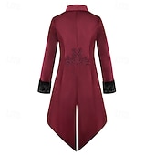 cheap Outerwear-Retro Vintage Punk &amp; Gothic Medieval Coat Tailcoat Prince Nobleman Jacquard Fancy Dress Men's Ebenezer Scrooge Elf Royal Steampunk Masquerade Party Adults Coat Christmas