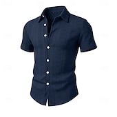Χαμηλού Κόστους Ανδρικά Smart Casual πουκάμισα-Ανδρικά Πουκάμισο Casual πουκάμισο Πουκάμισο με κουμπιά Πουκάμισο ζακάρ Μαύρο Λευκό Πράσινο Ανοικτό Βαθυγάλαζο Καφέ Κοντομάνικο Σκέτο Κολάρο Πουκαμίσου Causal Καθημερινά Ζακάρ Ρούχα