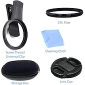 levne Domácí vylepšení-Sada filtrů 52mm s nacvakávacím filtrem pro fotoaparát s CPL, kruhový polarizační filtr, kompatibilní s většinou mobilních telefonů, obsahuje pouzdro a klip. &amp;čisticí hadřík