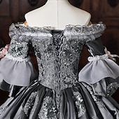 cheap Dresses-Rococo Baroque Ball Gown Floor Length Dress Ball Gown Short Sleeves Princess Gentlewoman Bridal Floral Off the Shoulder Ball Gown Fancy Dress Women's Royal Halloween Carnival Masquerade Tea Party