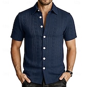Χαμηλού Κόστους Ανδρικά Smart Casual πουκάμισα-Ανδρικά Πουκάμισο Casual πουκάμισο Πουκάμισο με κουμπιά Πουκάμισο ζακάρ Μαύρο Λευκό Πράσινο Ανοικτό Βαθυγάλαζο Καφέ Κοντομάνικο Σκέτο Κολάρο Πουκαμίσου Causal Καθημερινά Ζακάρ Ρούχα