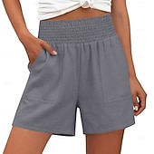 abordables Short de sport-Femmes Chinos Shorts Vacances Basique Court Taille haute Uni Confort Élastique Quotidien Mer bleue Noir Rouge bleu marine Été Printemps Coupe Ample