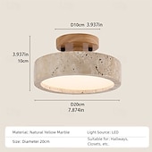 cheap Ring &amp; Round Design-Farmhouse Hallway Ceiling Light Fixture Natural Stone Ceiling Light Mid Century Modern Semi Flush Mount Ceiling Light  LED Close to Ceiling Light for Corridor Porch Bathroom Kitchen