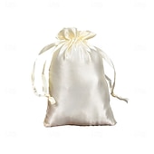 abordables Verktøy og tilbehør-10Pcs Wig Bags with Satin Drawstring, Black Silk Hair Storage Bags for Multiple Wigs, Bundles, Extensions