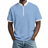 זול חולצת פולו קלאסית לגברים-בגדי ריקוד גברים חולצות פולו וופל חולצות פולו קזו'אל יומי רבע מיקוד שרוולים קצרים אופנתי בסיסי קולור בלוק רוכסן קל משקל קיץ אביב רגיל שחור לבן בורגנדי כחול נייבי כחול סקיי סגול חולצות פולו וופל