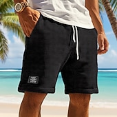 economico Pantaloncini casual-Per uomo Pantaloncini Waffle Pantaloncini Estivi Shorts da Spiaggia Pantaloncini casual Coulisse Elastico in vita Tinta unica Comodità Lunghezza al ginocchio Quotidiano All'aperto Abbigliamento