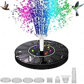 abordables Éclairage subaquatique-Pompe solaire pour fontaine, abreuvoir à oiseaux, jardin, bassin &amp;Décoration extérieure, lumières LED colorées, panneau en verre amélioré, petite fontaine à eau pour aquarium &amp; piscine